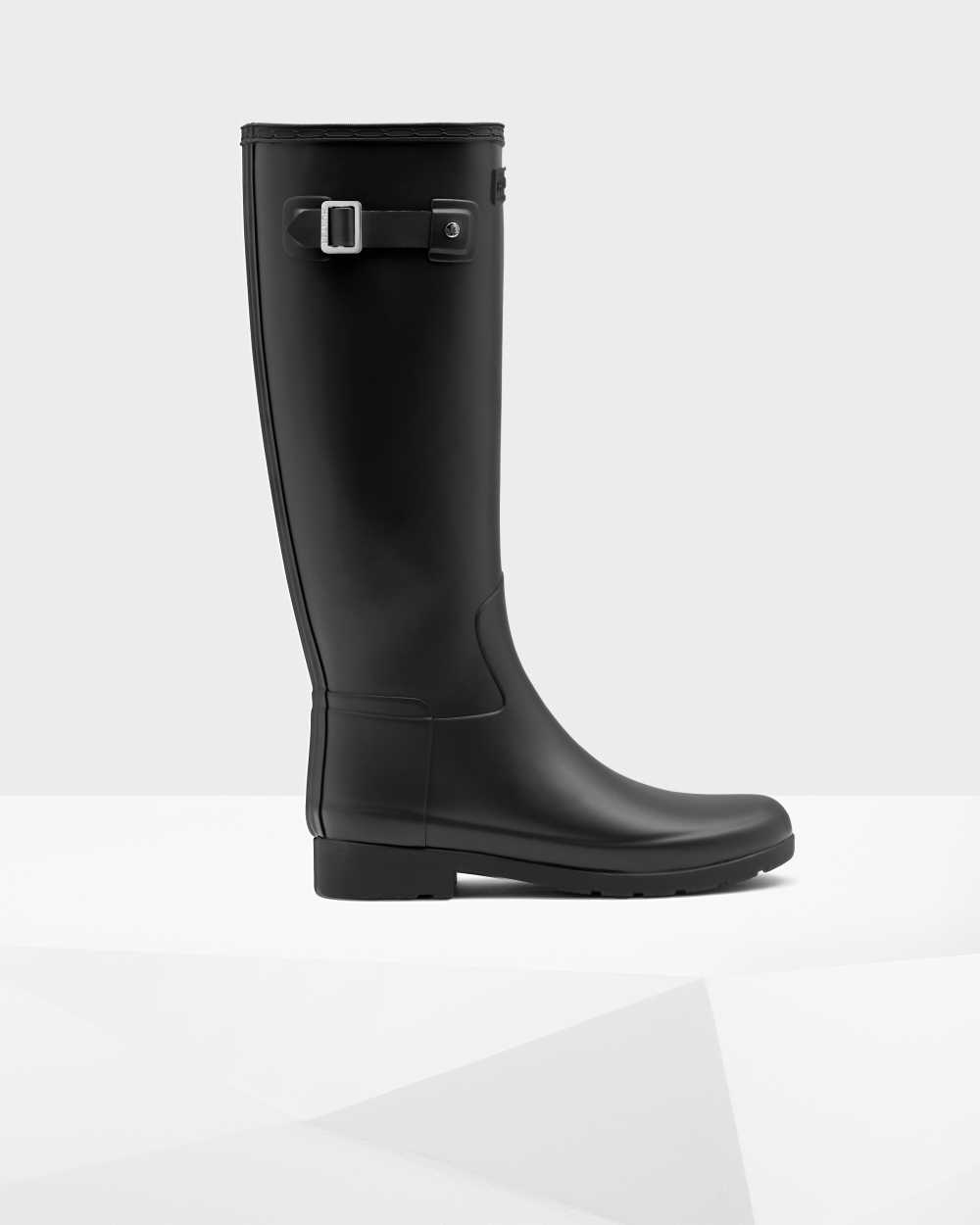 Womens Hunter Refined Slim Fit Tall Rain Boots Black | MIFBJQ-750